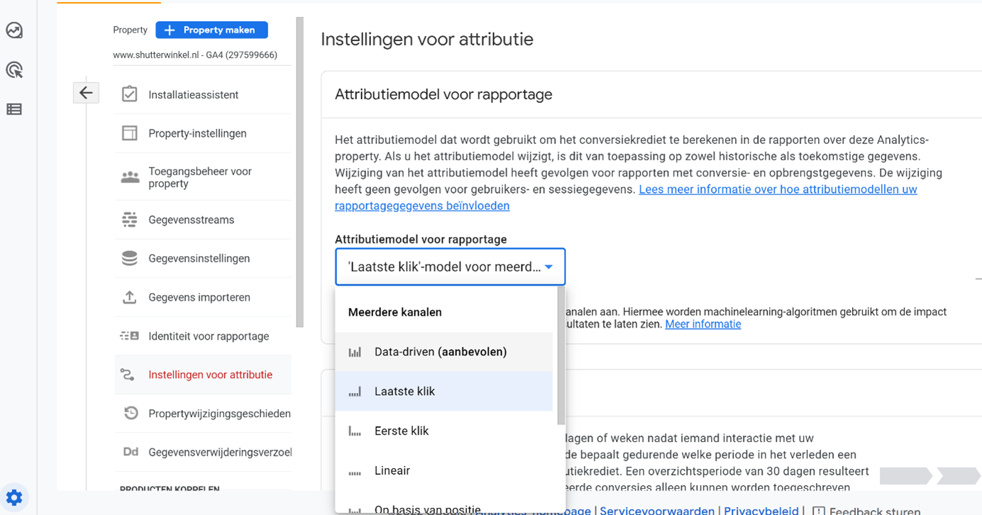 Attributiemodel Google Analytics 4